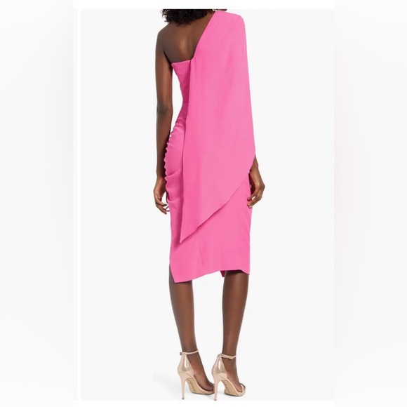 Lavish Alice One-Shoulder Cape Midi Dress size US 6 pink women’s - Picture 2 of 9